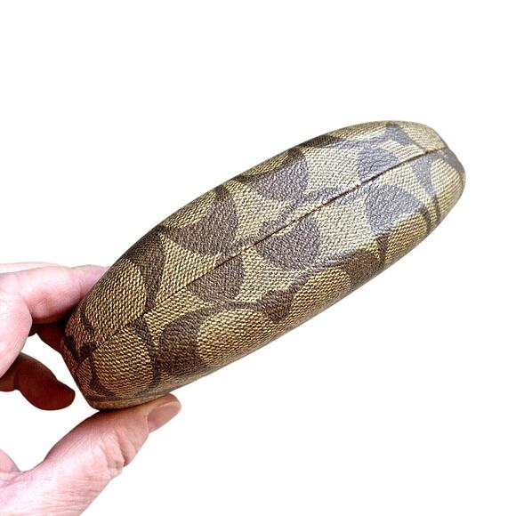 Coach Signature Tan Brown Hard Clam Shell Eye Glasses Sunglasses Storage Case - Picture 3 of 7